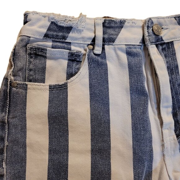 Vintage 90s PacSun Junior's Size 27 Retro Cut off Denim Shorts Mom Jean Striped - Picture 3 of 10